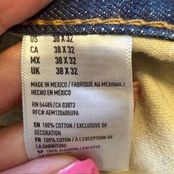 Men's American Eagle Flex Relaxed Straight Dark Wash Denim Jeans 38 x 32 - Picture 6 of 14